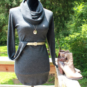 Cynthia Rowley Merino Wool Cowl Neck Gray Tunic S